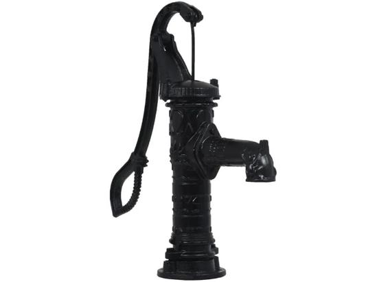 Manual Retro Well Pump Kit with Garden Decoration and Elevated Base for Use in Courtyards, Gardens, and Ponds