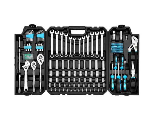 240 Piece Repair Kit with Plastic Storage for Robotic Tools, Universal SAE/metric Sockets and Wrenches for Automobiles