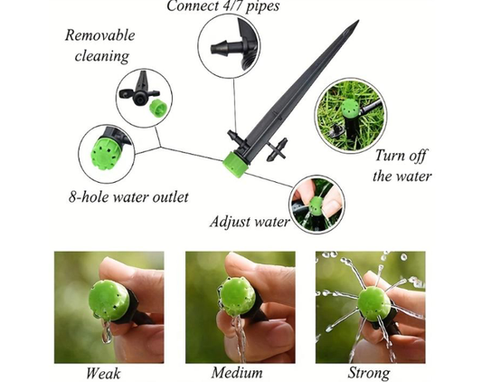Drip Irrigation Transmitter, 360 Degree Adjustable Drip Irrigation Spray, Suitable for Raised Garden Beds and Courtyards