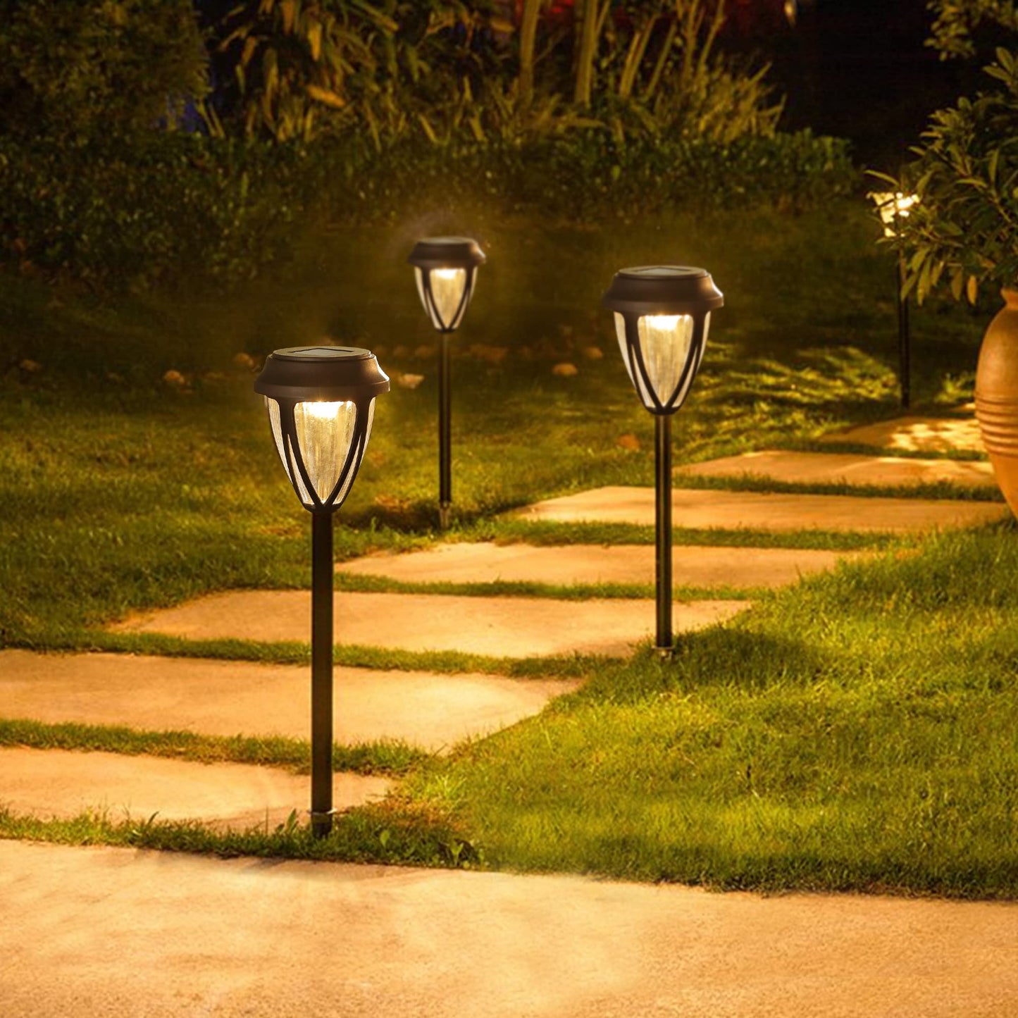 12 Pack Outdoor Solar Pathway Lights, Solar Powered Garden Decorative Lights, Auto On/Off & Waterproof Landscape Lighting for Lawn Patio Yard Walkway Deck Driveway