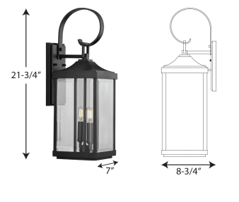 2-Light Clear Beveled Glass New Traditional Outdoor Medium Wall Lantern Light Textured Black