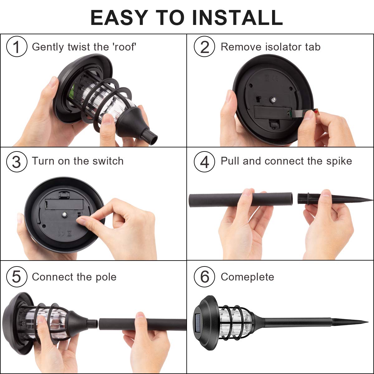 8 Pack Solar Pathway Lights Outdoor, Solar Powered Garden Lights, Waterproof Led Path Lights for Patio, Lawn, Yard, and Landscape