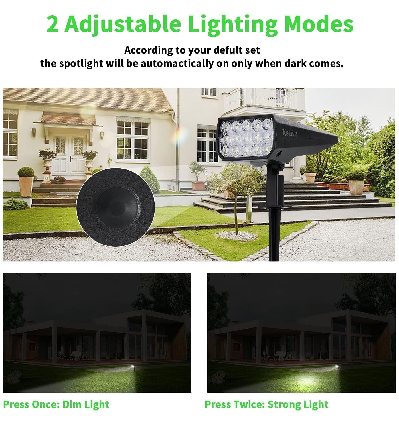 15 LEDs Bright Solar Landscape Lights Outdoor, Waterproof Outdoor Lights, Auto-ON/Off Last a Whole Night Yard Lights, Cold White, 6 Pack