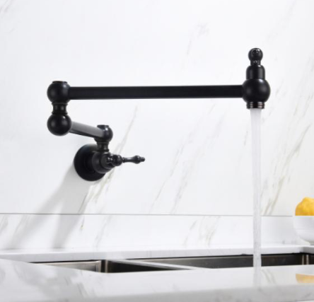 Wall Mounted Pot Filler Faucet in Black