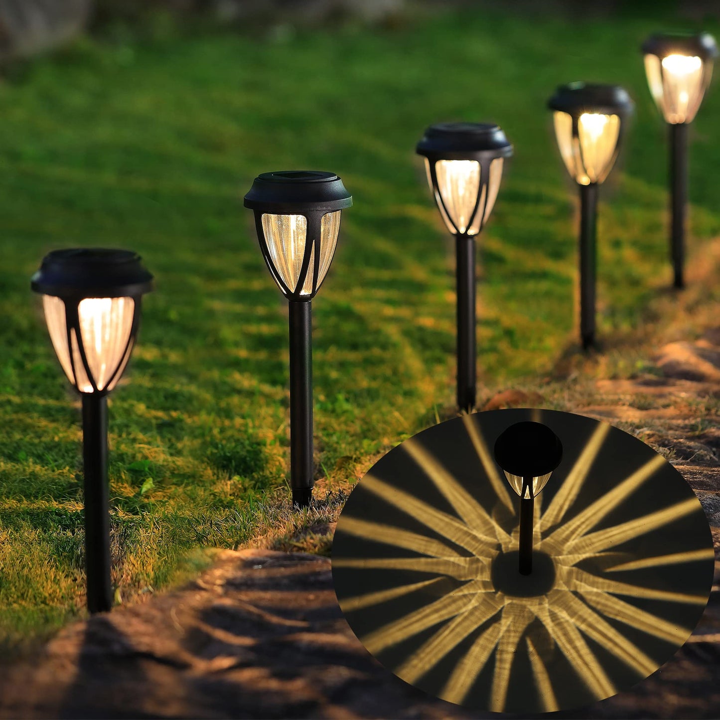 12 Pack Outdoor Solar Pathway Lights, Solar Powered Garden Decorative Lights, Auto On/Off & Waterproof Landscape Lighting for Lawn Patio Yard Walkway Deck Driveway