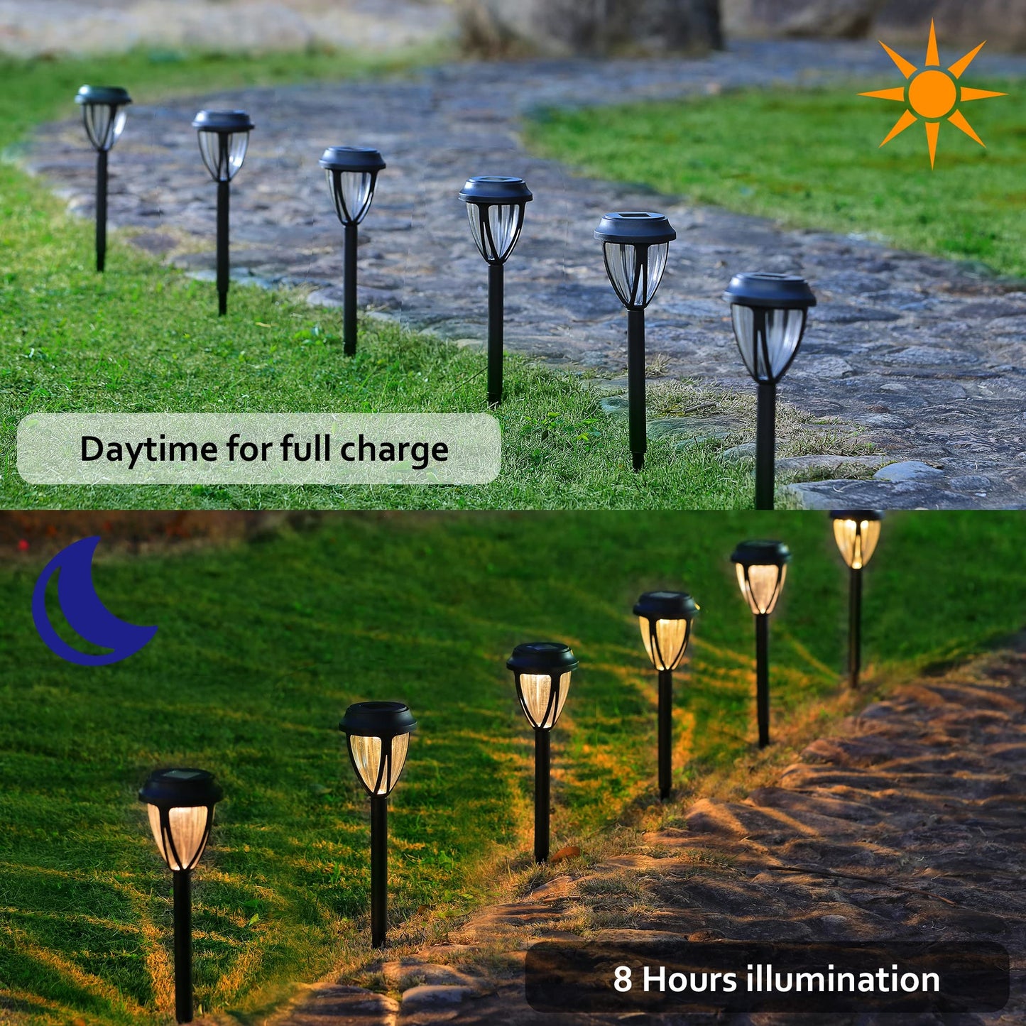 12 Pack Outdoor Solar Pathway Lights, Solar Powered Garden Decorative Lights, Auto On/Off & Waterproof Landscape Lighting for Lawn Patio Yard Walkway Deck Driveway