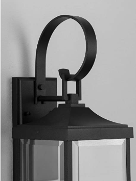 2-Light Clear Beveled Glass New Traditional Outdoor Medium Wall Lantern Light Textured Black