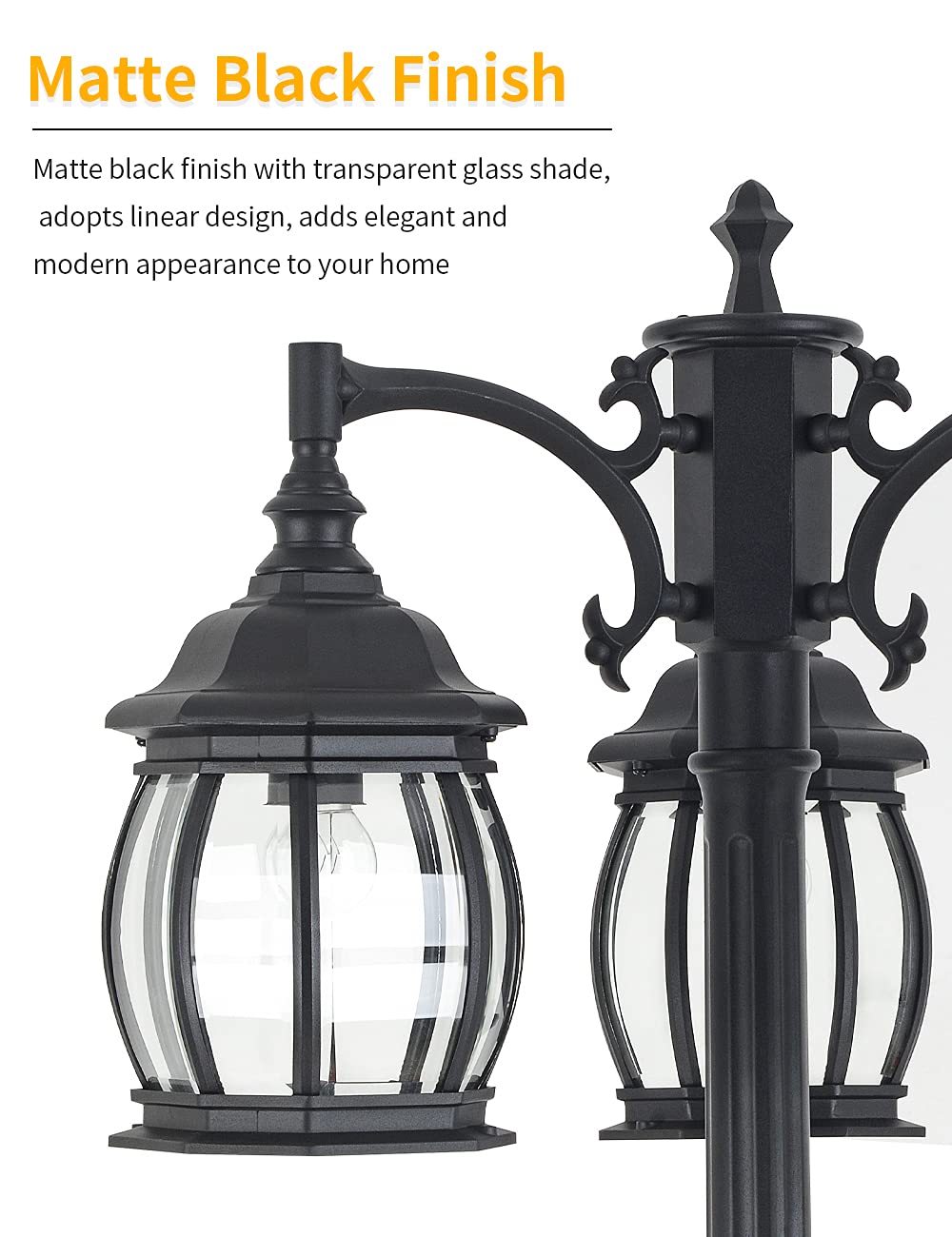 Dusk to Dawn Vintage Outdoor Post Light 3-Headed Lamp Post IP65