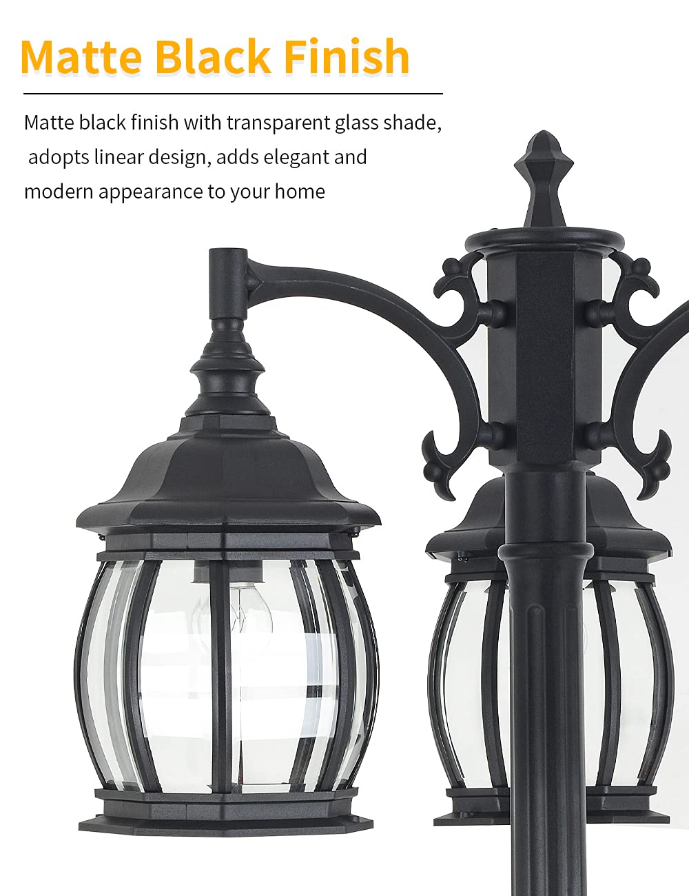 Dusk to Dawn Vintage Outdoor Post Light 3-Headed Lamp Post IP65 Waterp –  Afoxsos