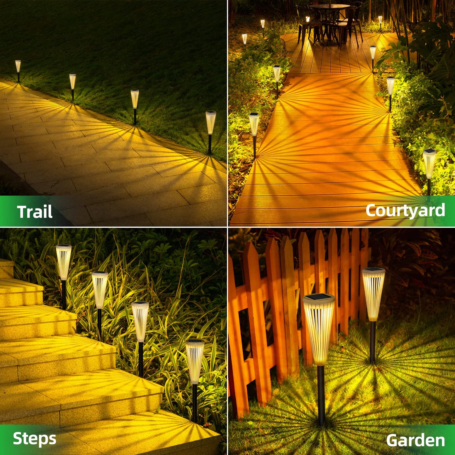 Solar Outdoor Lights, Solar Landscape Garden Powered Pathway Lights Switch Auto On/Off Waterproof LED Path Lighting for Garden Walkway Yard Driveway Patio Lawn Backyard Decor