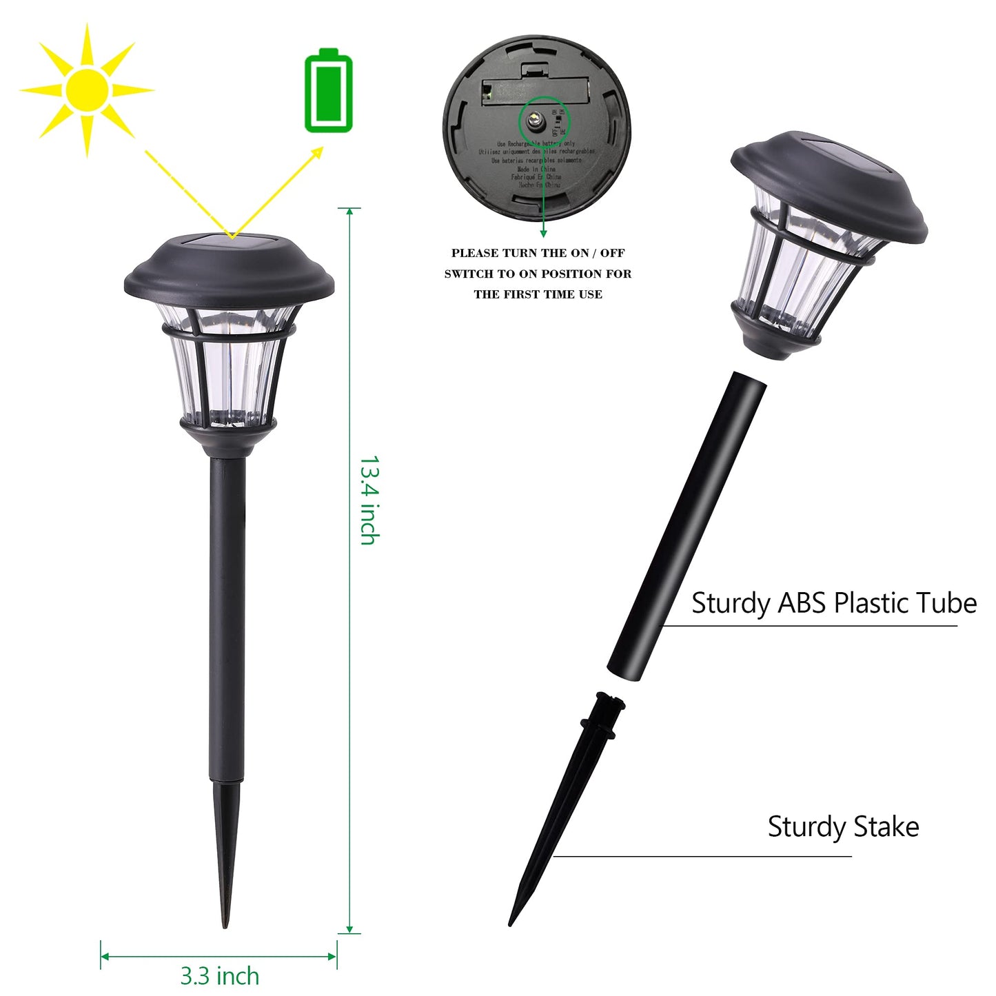 12 Pack Solar Pathway Lights Outdoor Solar Garden Lights for Patio, Yard, Driveway