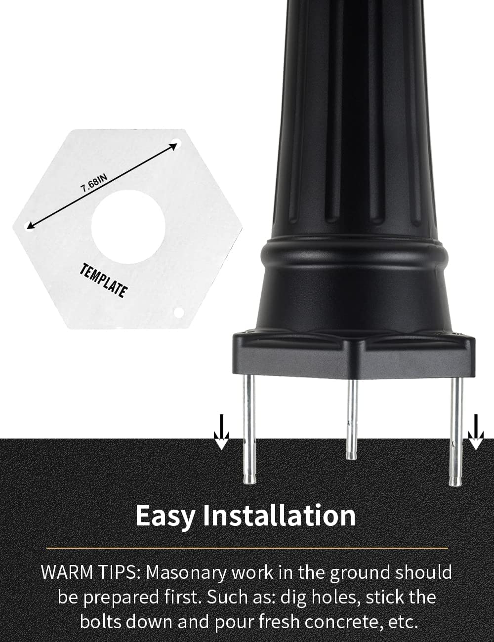 Dusk to Dawn Vintage Outdoor Post Light 3-Headed Lamp Post IP65 Waterproof Street Lantern 3 Light Black Clear Glass Outdoor Lamp Post Lights E26 Base Outdoor Street Light for Yard Walkway