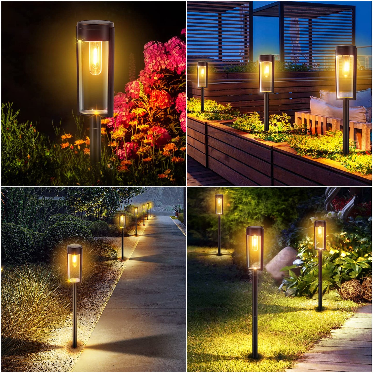 Solar Pathway Lights Outdoor, 6 Pack Super Bright Solar Outdoor Lights, IP65 Waterproof Auto On/Off Solar Garden Lights Solar Powered Landscape Path Lights for Yard Lawn Patio Walkway Driveway