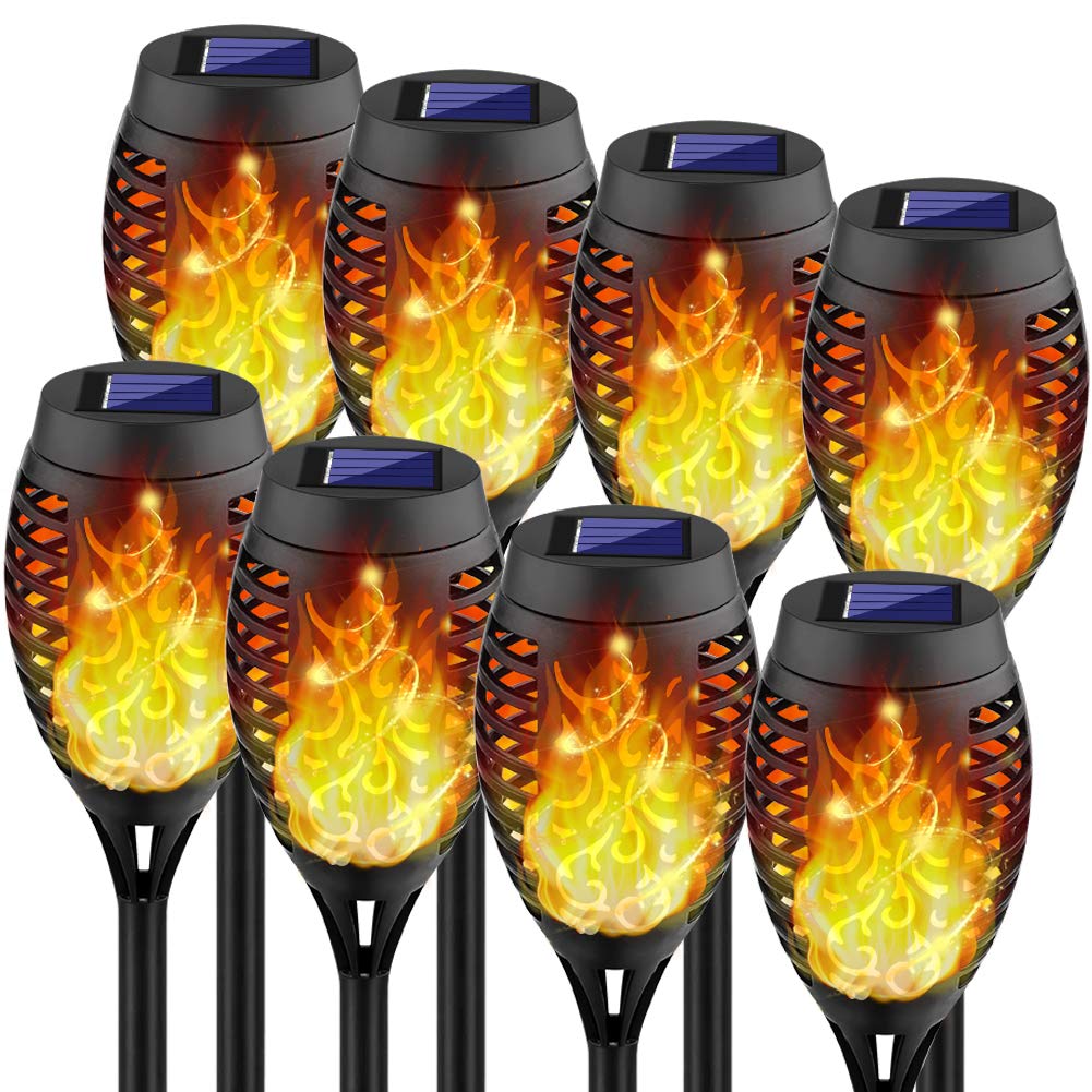 Solar Lights Outdoor, 8Pack Solar Torch Light with Flickering Flame, Security&Waterproof/Festive&Romantic Decoration Landscape Mini Outdoor Lights for Yard, Patio, Garden-Auto On/Off Lighting