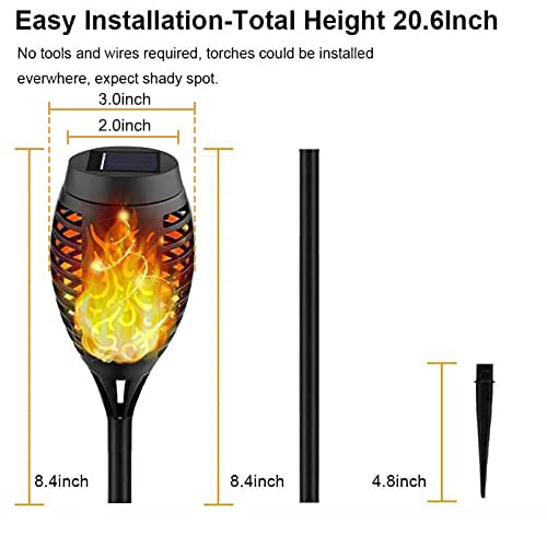 Solar Lights Outdoor, 8Pack Solar Torch Light with Flickering Flame, Security&Waterproof/Festive&Romantic Decoration Landscape Mini Outdoor Lights for Yard, Patio, Garden-Auto On/Off Lighting