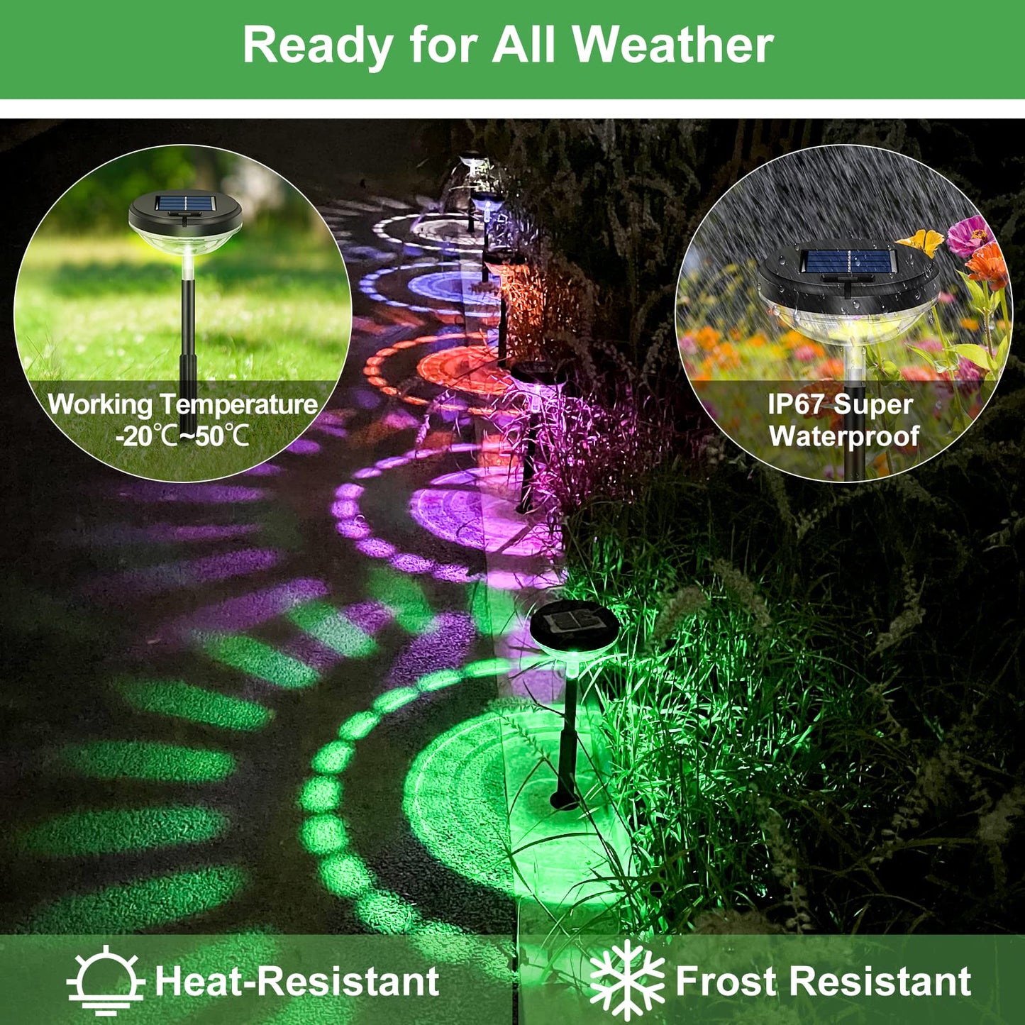 Bright Solar Pathway Lights, LED Solar Lights Outdoor, IP67 Waterproof Solar Path Lights, Solar Powered Garden Lights for Walkway Yard Backyard Lawn Landscape Decorative