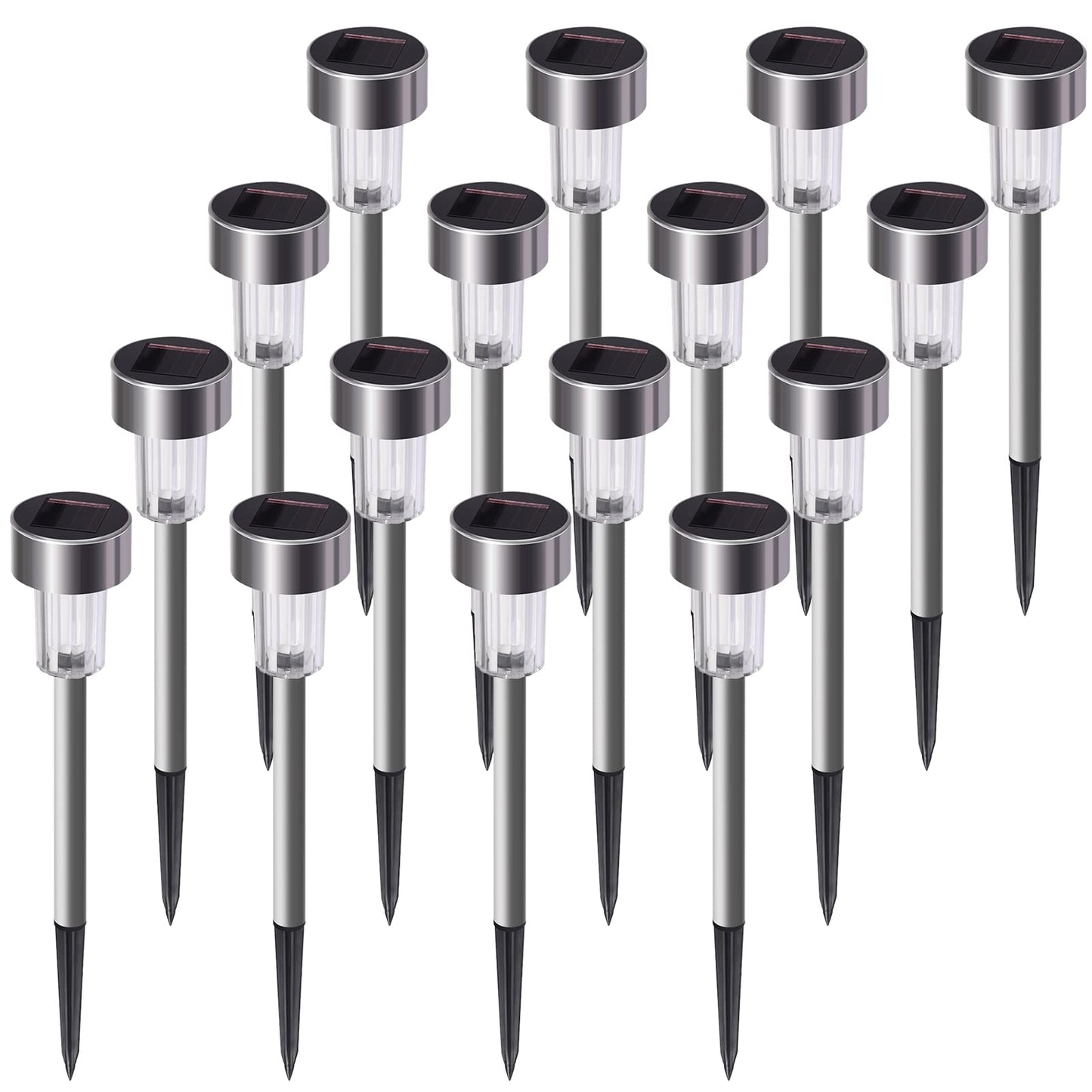 Solar Lights Outdoor - 16 Pack Solar Pathway Lights Waterproof Steel Metal Auto On/Off Solar Garden Lights Bright Up to 10 Hrs for Pathway Walkway Patio Yard Garden Lawn Driveway