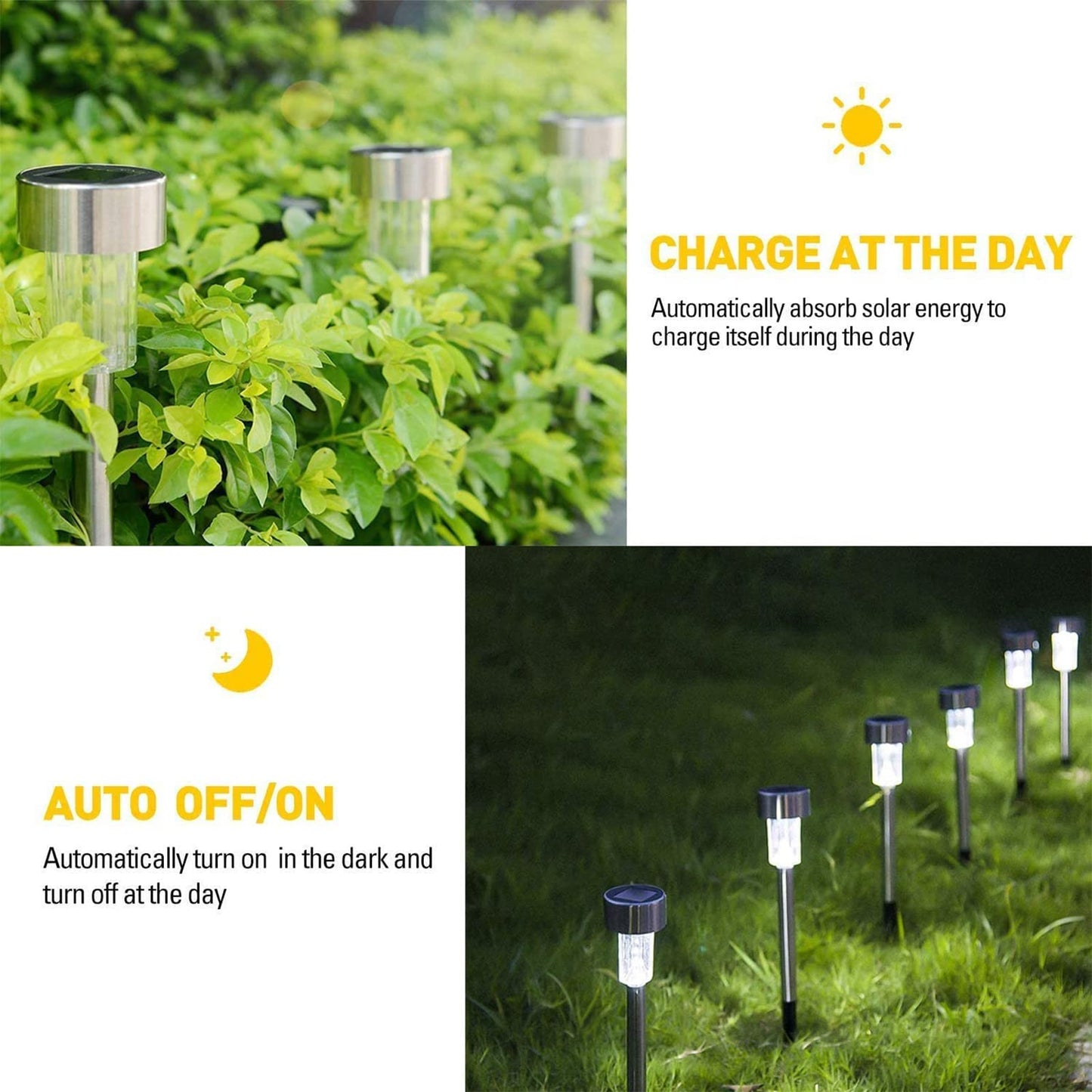 Solar Lights Outdoor - 16 Pack Solar Pathway Lights Waterproof Steel Metal Auto On/Off Solar Garden Lights Bright Up to 10 Hrs for Pathway Walkway Patio Yard Garden Lawn Driveway